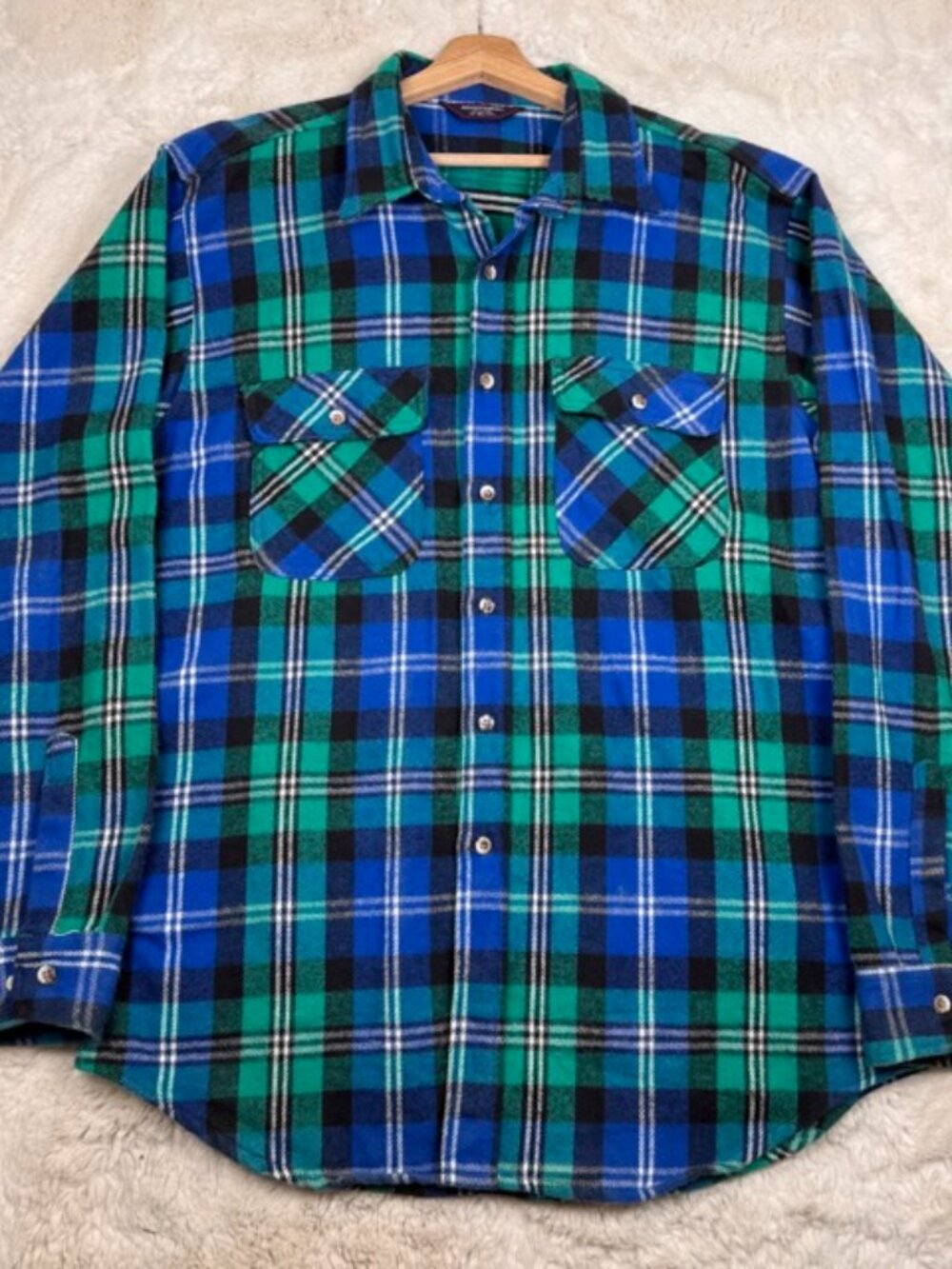 VTG Mighty Mac Tallman Flannel Shirt Men's XL 17-17.5 Multicolor Plaid Flannel